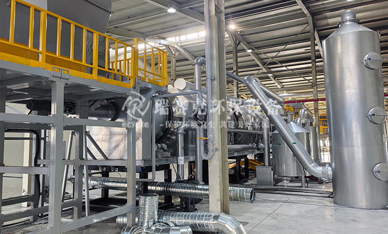 热解锂电池回收处理设备线现场图